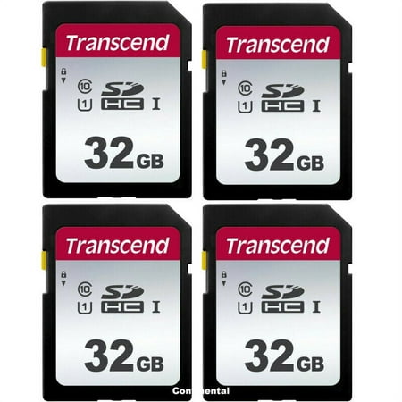4 Pack Transcend 32GB SDHC UHS-1 Class 10 Memory Card