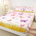 thumbnail image 3 of Homewish Cute Cartoon Butterfly Twin Sheet Sets,Chic Glitter Print Twin Fitted Sheet,Pink Gold Flat Sheet For Girls Kids,Microfiber Bedroom Decor,3pcs, 3 of 7