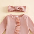 thumbnail image 4 of newwalpole Newborn Baby Girl Boy Christmas Outfit Long Sleeve Light String Footie Romper Waffle Jumpsuit Headband/Hat Light Pink for Size 6-12 Months, 4 of 4