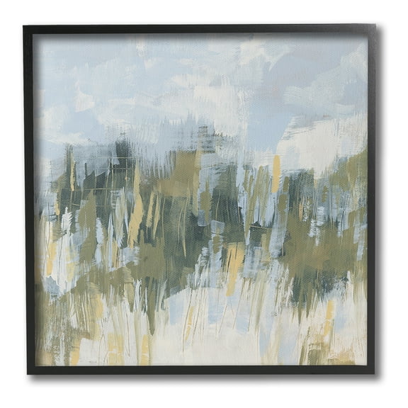 Stupell Industries Abstract Grassy Landscape Abstract Painting Black Framed Art Print Wall Art, 12 x 12