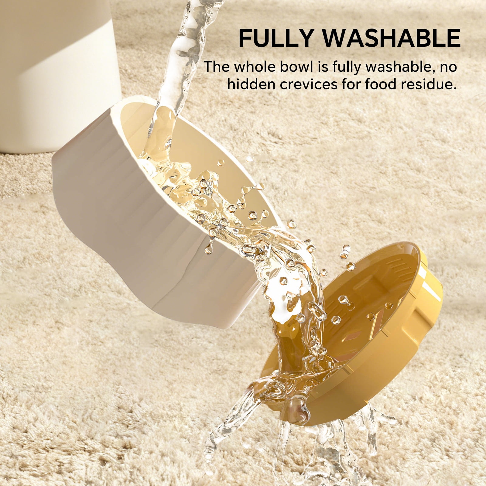 Pet Slow Feeding Bowl, Anti-Choking Bowl Switchable Anti-Slip Anti-Spill Dish for Dogs and Cats, White