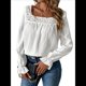 thumbnail image 3 of Blusa Informal Holgada de Larga Abullonada con Cuello Cuadrado para Mujer, Estilo Otoño M, 3 of 10