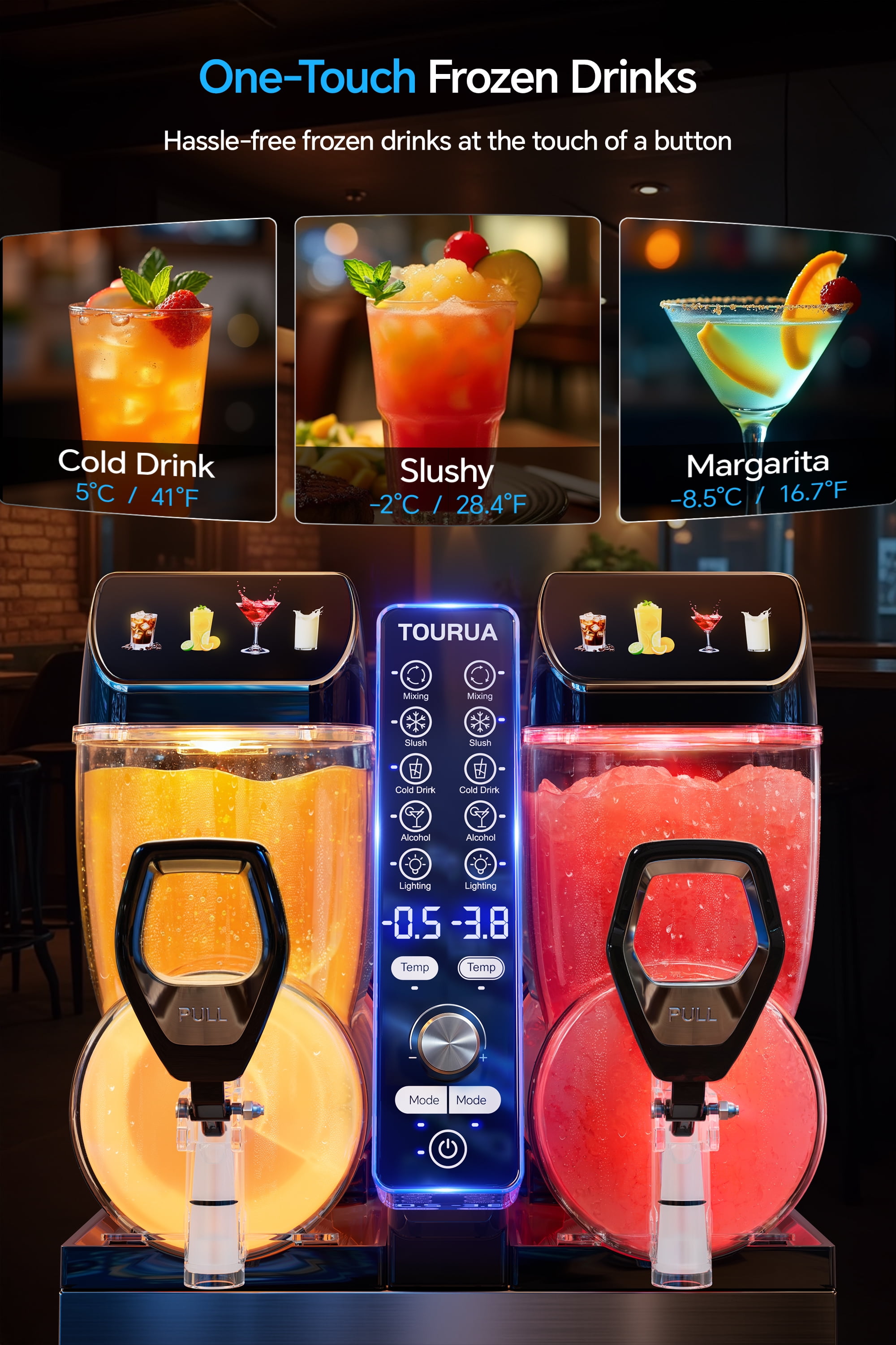 Tessanovi Commercial Slushie Machine, Margarita Daiquiri Wine Frappe Slush Frozen Drink Machine, 30L