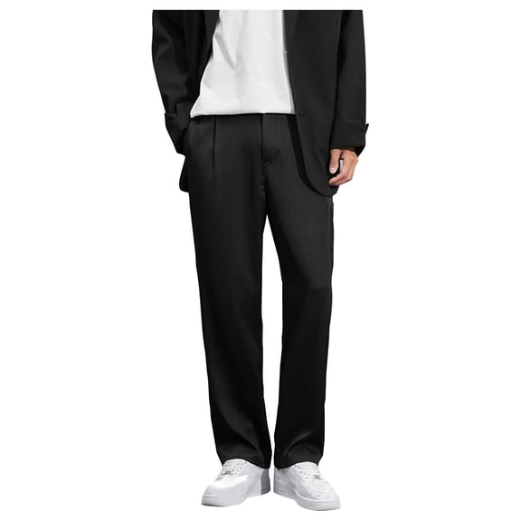 Mens Athletic Open Bottom Sweatpants Business Solid Color Suit Lightweight & Breathable Black M-4XL
