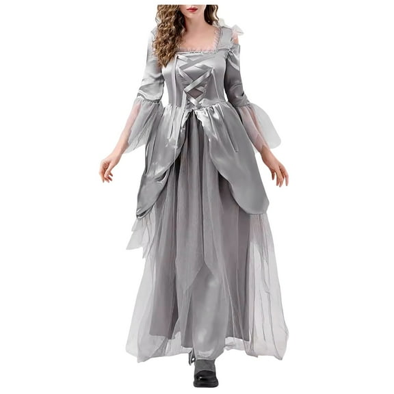 Women Halloween Dress Women's Wedding Gown For Masquerade Roleplay & Stage Bride Maxi Dress