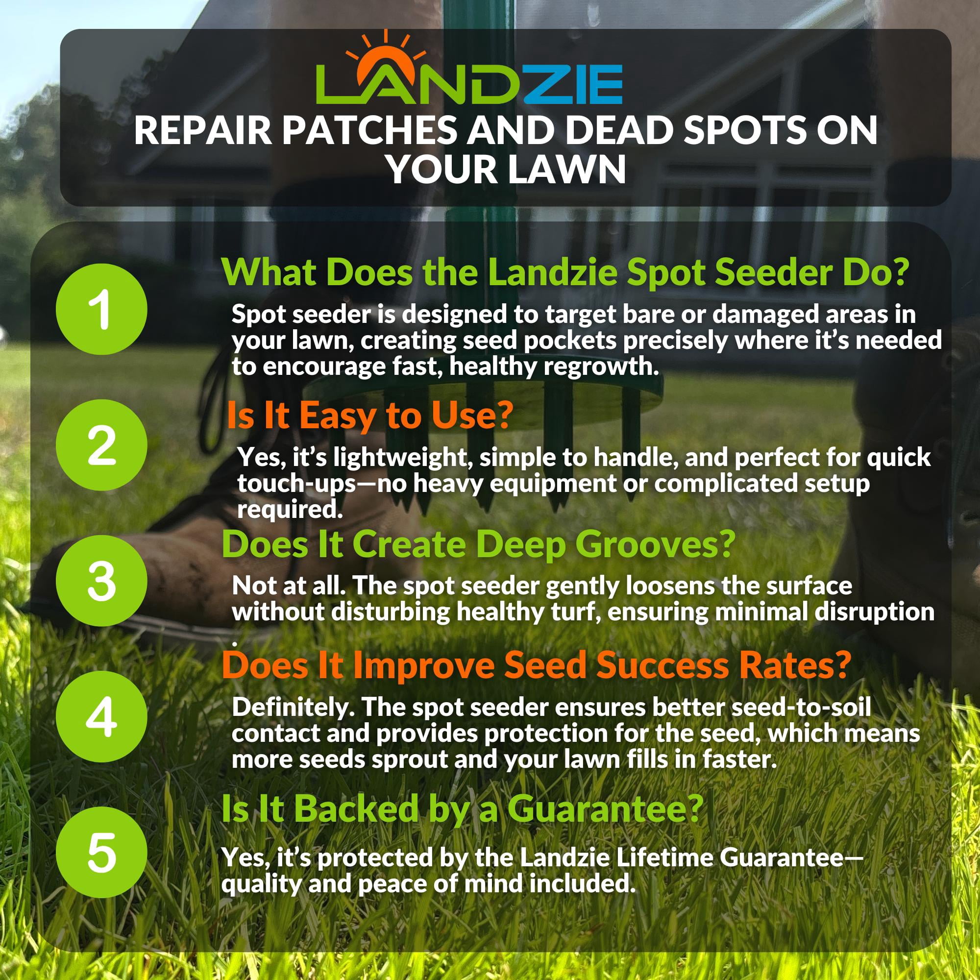 Landzie Spot Seeder Lawn Aerator Tool and Grass Patch Repair Tool - Spike Seeding Tool and Slit Seeder Aerator Lawn Tool for Lawn Repair & Dog Spots Heavy-Duty Spot Aerator