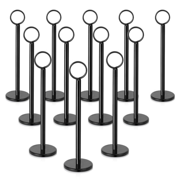New Star Foodservice 27709 Ring-Clip Table Number Holder/Number Stand/Place Card Holder, 8-Inch, Set of 12, Black Finish