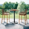 thumbnail image 2 of Ktaxon 2Pcs 28.5" Patio Rattan Bar Stools, Outdoor Wicker Counter Height Bar Chairs with Backrest & Metal Frame, Bistro Seating for Balcony Porch Pool (High, Brown), 2 of 4