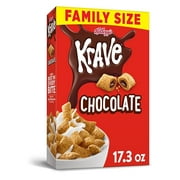 Kellogg's Krave Breakfast Cereal, Kids Cereal, Family Breakfast, Family Size, Chocolate, 17.3oz Box (1 Box)