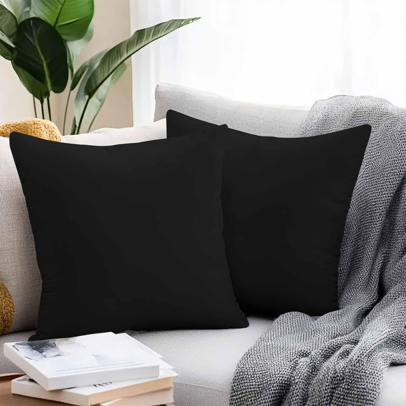 Boanket Outdoor Pillow Covers 18 x 18 Inches, Black Waterproof Throw Pillow Cover Set of 2, Pure Black Decorative Square Cushion Covers for Patio/Tent/Couch/Garden