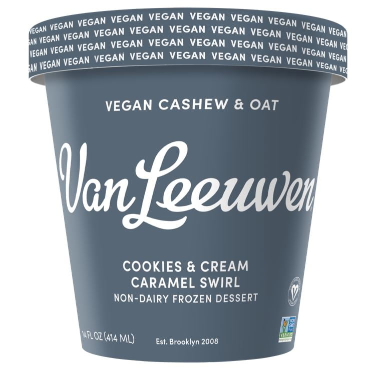 Van Leeuwen Ice Cream Cookies & Cream Caramel Swirl Dessert, 14 Fl Oz, 6 Pack