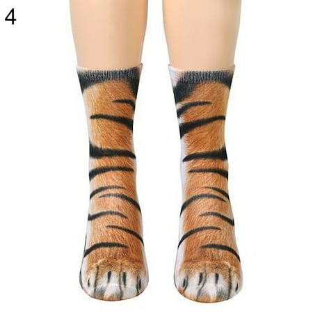 

NUZYZ Unisex 3D Simulation Animal Paw Hoof Adult Children Soft Elastic Cotton Socks Tiger#