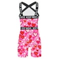 thumbnail image 2 of CHICTRY Big Girls Printed Halter Neck Straps One Piece Boyleg Swimsuits Athletic Rashguard Wetsuits Pink Hearts 6, 2 of 5
