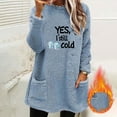 thumbnail image 1 of Heisall Womens Autumn Winter Fleece Sweatshirts Round Neck Letter Print Pocket Long Sleeve Thickened Warm Casual Daily Wear, 1 of 4