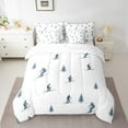 thumbnail image 2 of Skiing 7Pcs Comforter Set King Size,Ski Sport Games Bedding Set Adult,Winter Snow Pine Tree Fitted Flat Sheet Modern Dark Blue White 2 Throw Pillow Covers,2 Pillowcases, 2 of 5