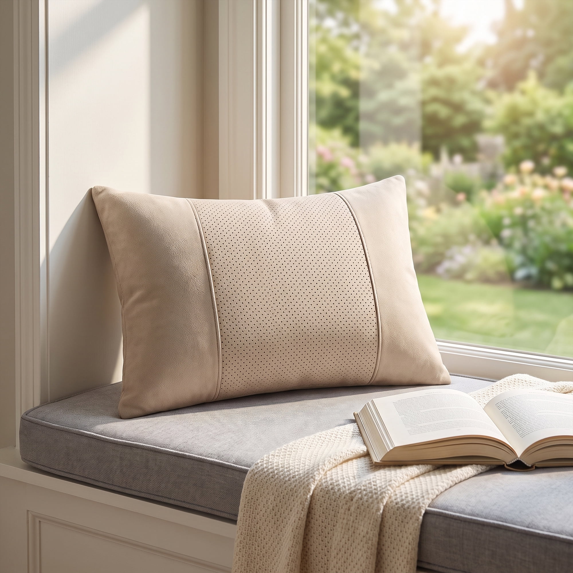 Unique Bargains Lumbar Support Pillow Down Back Support Almond 14.2" x 9.8"