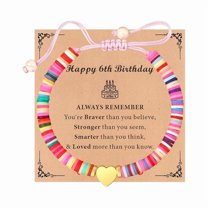 Top-keivon 3 4 5 6 7 8 9 10-15 Year Old Girl Birthday Gifts Beaded Bracelets with Happy Birthday Card as Birthday Gift Ideas Heart Bracelets for Daughter Granddaughter Niece Sister