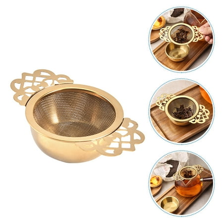 

FRCOLOR 1 Set Of Reusable Metal Tea Infuser Fine Mesh Loose Leaf Tea Strainer Drip Bowl Filter Mesh Strainer For Household Office Use