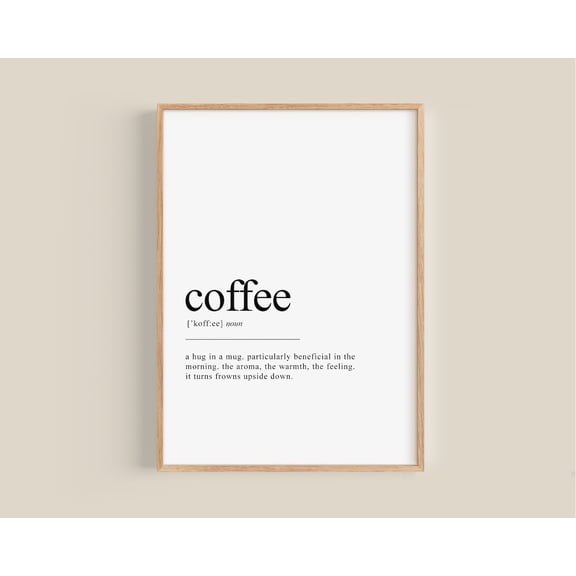 Coffee Definition Minimal Coffee Art, Unframed Canvas Size 12x18