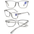 thumbnail image 3 of KOOSUFA Blue Light Blocking Reading Glasses +4.00 Women Men Spring Hinge Rectangle Computer Eyewear Readers Eyeglasses Transparent Grey, 3 of 7