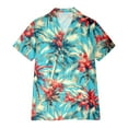 thumbnail image 3 of Women's Casual Holiday Coconut Tree Print Short Sleeve Shirt Blouse Elbow Length Sleeve Top Womens Dress Shirt Button Baseball Shirts for Women Womens T Shirts Pack Womens Short Sleeve V Neck Shirts, 3 of 4