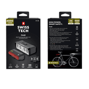 Swiss Tech High Powered Smart Bicycle Light Combo with 2000 Lumen Front Light