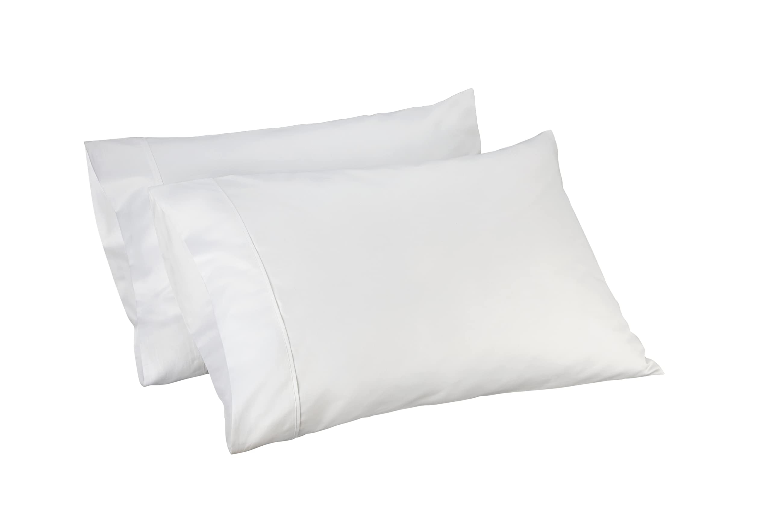 LINEN HOME Cotton Satin Pillowcases, 600 Thread Count Queen Size, White