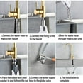thumbnail image 3 of 1x grifo del fregadero de la cocina 304 de acero inoxidable caliente agua fría mezclador grifo cepillado oro, 3 of 8