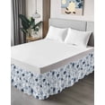 thumbnail image 4 of Blue Flowers Wrap Around Bed Skirts for California King Bed 16" Drop,Bed Skirt with Adjustable Elastic Belt Dust Ruffle Bed Valance Watercolor Rustic Retro Floral Leaf Vines Bed Frame Cover, 4 of 7