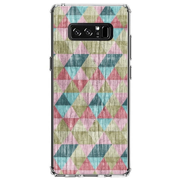 DistinctInk Clear Shockproof Hybrid Case for Samsung Galaxy Note 8 - TPU Bumper, Acrylic Back, Tempered Glass Screen Protector - Multi Color Rainbow Wood Print - Printed Wood Grain Image