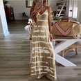 thumbnail image 3 of Robe Maxi pour Femmes Robe pour Femmes Robe à Manches Longues Femmes Col Rond Sans Manches Dégradé Teinture sur Nœuds Rayé Décontractée Bohème Robe Maxi, 3 of 8