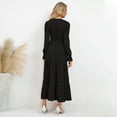 thumbnail image 5 of IWEMEK Women Dresses V Neck Wrap Tie Swiss Dot Dress Fashion Casual Fall Long Sleeve Maxi Comfort Solid Black Outfits, 5 of 6