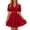 yue866-Red, variant on KHONTS Women's Summer Dress Hollow out Lace V-Neck Puff Short Sleeve A-Line Layered Short Dresses Red XL