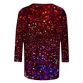 thumbnail image 5 of Womens 3/4 Sleeve Shirts Oversized Printed T Shirt Casual Sequined Round Neck Loose Fashion Top Trendy Flowy Tees, 5 of 5