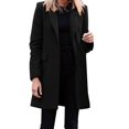 thumbnail image 2 of Yigetop Black Trench Coat Women Women Casual Light Weight Thin Jacket Slim Coat Long Sleeve Business Coats Jacket Peacoat Womens Coat Black 3XL, 2 of 7