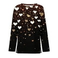 thumbnail image 4 of Inglocry Valentine Shirts for Women 2026 Long Sleeve Crew Neck Holiday Heart Printed Tops Tunic Loose Fit Blouses Brown 2XL, 4 of 6