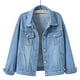 thumbnail image 1 of Chaqueta vaquera para mujer, chaqueta corta holgada de manga larga, Top informal de talla grande, 1 of 1