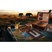 Prestige Import Group Manhattan XL Travel Cigar Humidor Case Set (Hygrometer, Ashtry, Cutter, Lighter, Humidifier) - Brown