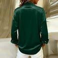 thumbnail image 4 of Mifsaly Satin Shirts for Women Long Sleeve Button Down Silk Shirt Business Lapel Elegant Blouse Vintage Cozy Breathable Tops Loose Work T-Shirts Spring Outfits L, 4 of 7