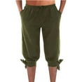 thumbnail image 3 of Pirate Capri Pants Men's Renaissance Sailor Pants Viking Navigator Costume Medieval Drawstring Below Knee Shorts, 3 of 5