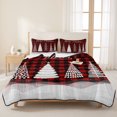 thumbnail image 3 of Quilts Twin Size Bedding Set, Merry Christmas Lightweight Quilted Comforter, Xmas Trees Snowflake Rustic Plaid Red Black Reversible Bedspread Coverlet with Pillow Covers for All Season, 68" x 86", 3 of 9