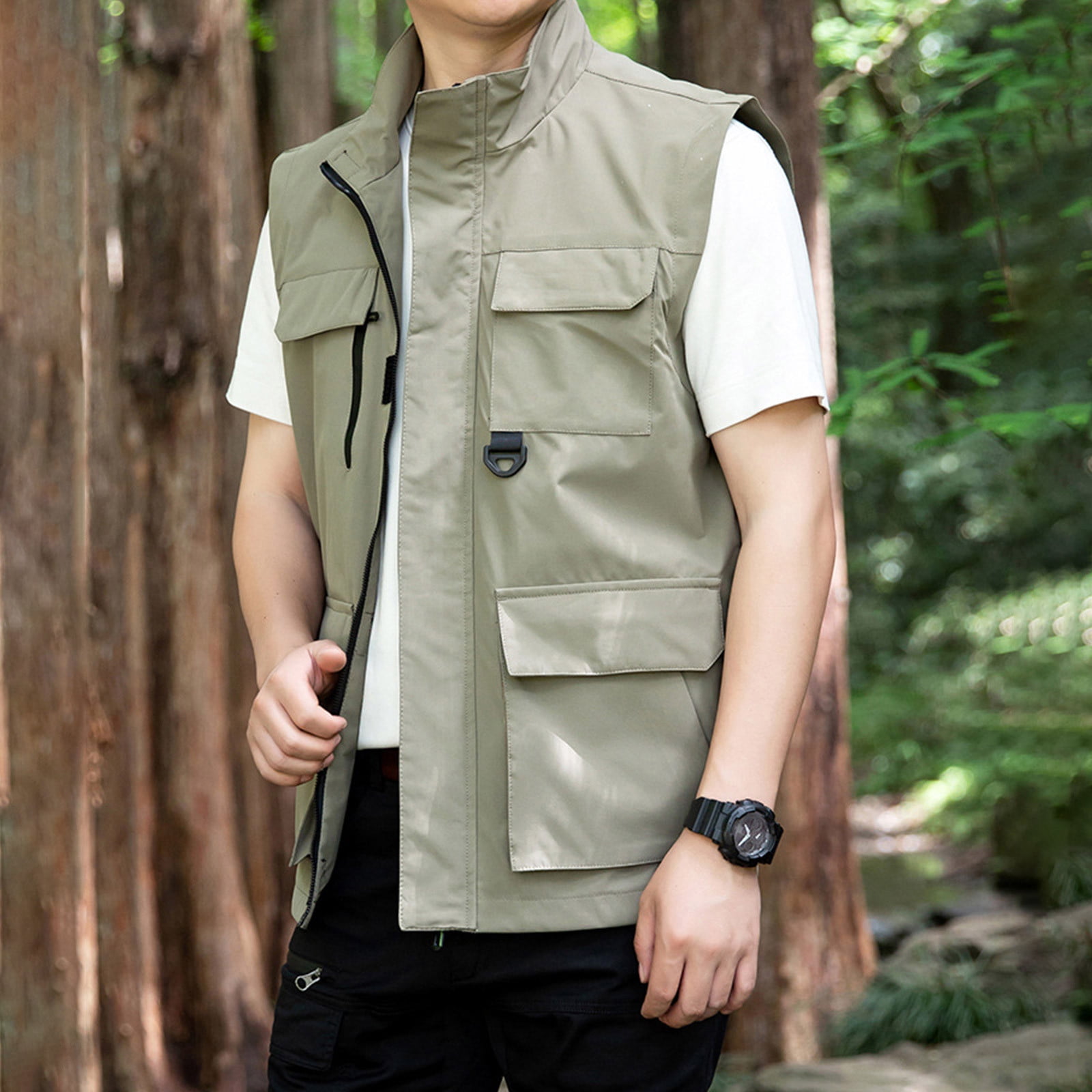 Savings Clearance 2024! Funicet Men Utility Vest Travel Safari Vest Summer  Outdoor Pockets Photo Fishing Vest Black 4XL