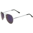 thumbnail image 3 of sunglassLA Unisex Classic Metal Frame Spring Hinges Color Mirror Lens Aviator Sunglasses (Silver / Blue Mirror) - 56mm, 3 of 4