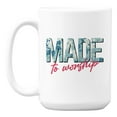 thumbnail image 1 of Made to Worship with Floral Design White Ceramic Coffee & Tea Mug (15oz), 1 of 6