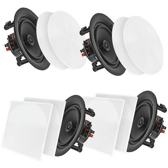 Pyle Audio 6.5 In 2 Way 200W Flush Mount Bluetooth Ceiling Wall Speakers, 4 Pack