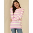 thumbnail image 2 of INSPIRE CHIC Suéter de rayas túnica con hombros descubiertos y cuello redondo para mujer Rosa S, 2 of 6