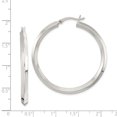 thumbnail image 2 of 925 Sterling Silver 3x40mm Knife Edge Round Hoop Earrings, 2 of 6