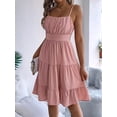 thumbnail image 4 of Jaimenalin Women Ruffled Tiered Adjustable Spaghetti Strap Midi Dress Pink S, 4 of 9