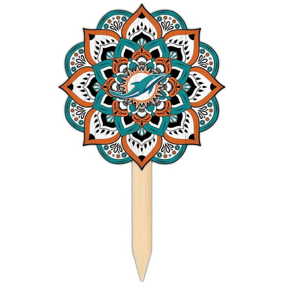 Miami Dolphins 18'' x 12'' Mandala Yard Stake