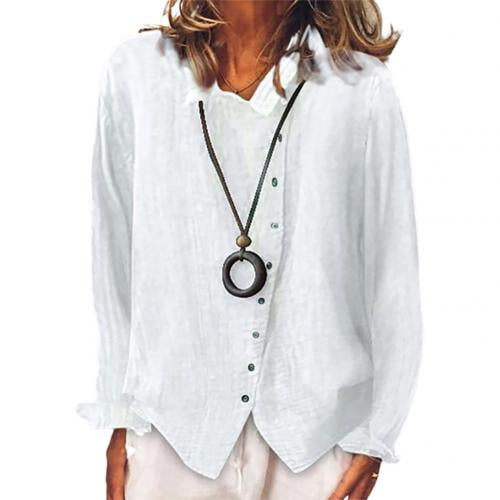 Sarci - Retro Shirts Blouses for Women Solid Color Long Sleeve Irregular Breasted Cotton Linen Blouses Women Top Plus Size Blouse Women - Walmart.com Walmart.com